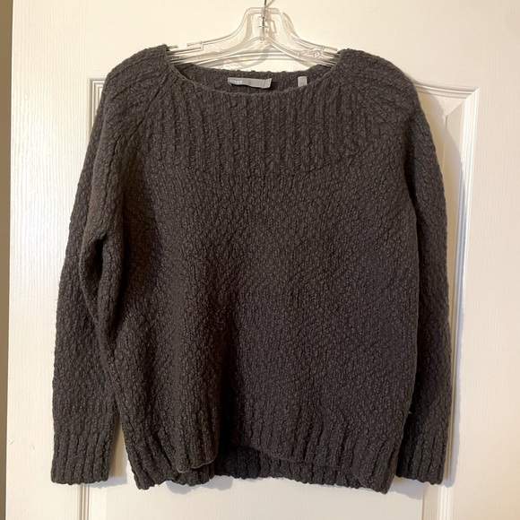 VINCE Crew Neck Wool Cashmere Blend Grey Chunky Knit Oversized Sweater Size XS - Picture 2 of 9